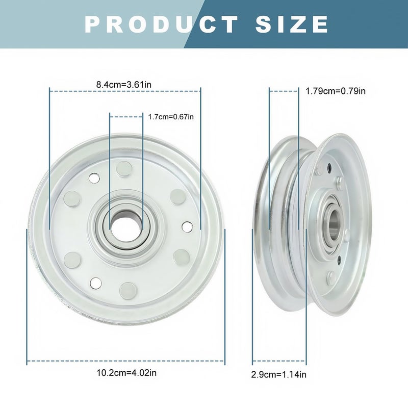 HTWORK 164090 Idler Flat Pulley Compatible with RFM Series 4' 5' 6' Finish Mowers, Lawn Tractor Pulley Replaces King Kutter Part (2 PC) - Image 2